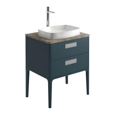 Sky 650mm Vanity Unit With 4 Legs in Petrol Blue with Stone Worktop & Basin