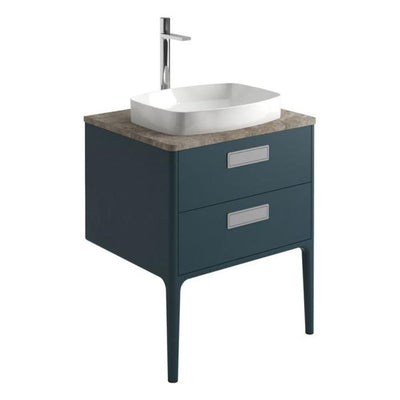 Sky 800mm Vanity Unit With 2 Legs in Petrol Blue with Stone Worktop & Basin