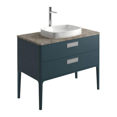 Sky 1000mm Vanity Unit With 4 Legs in Petrol Blue with Stone Worktop & Basin