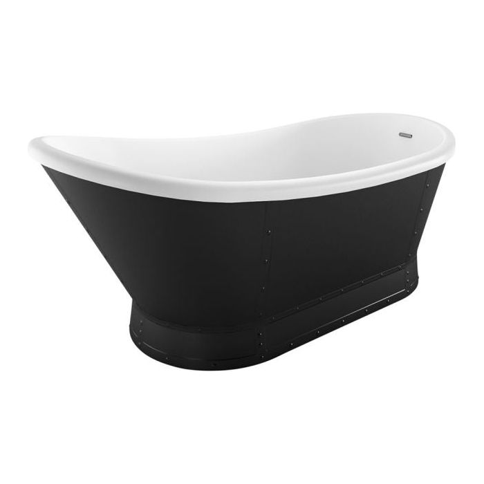 Sleek Black Freestanding Acrylic Bath - 1676x780mm - Interiors Home Stores
