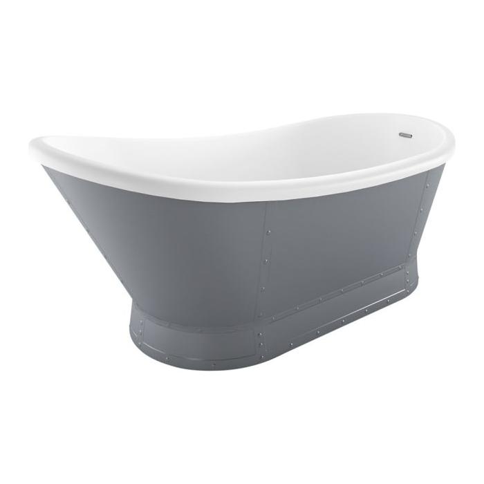Sleek Grey Freestanding Acrylic Bath - 1676x780mm - Interiors Home Stores