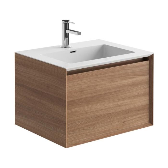 Tawny 750mm Wall Hung Vanity Unit with White Resin Basin in Natural Oak