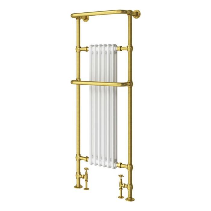 Tennessee White & Gold Tall Traditional Heated Towel Warmer 1500 x 583mm