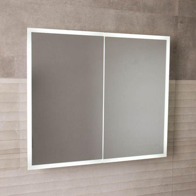 Thea LED Mirrored Bathroom Wall Double Door Cabinet 800mm - Silver