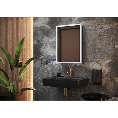 Thea LED Mirrored Bathroom Wall Single Door Cabinet 500mm - Black