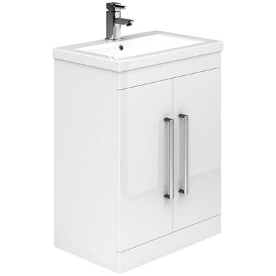 Veto 600mm Gloss White Floorstanding Vanity Unit with Ceramic Basin - Interiors Home Stores
