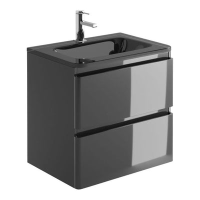 Viper 600 Wall Mounted Vanity Unit & Grey Glass Basin in Titanium Grey Gloss - Interiors Home Stores