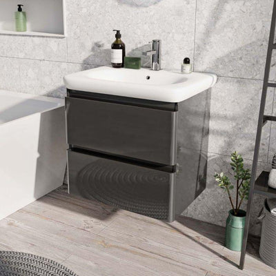 Viper 600 Wall Mounted Vanity Unit & Link Resin Basin in Titanium Grey Gloss - Interiors Home Stores
