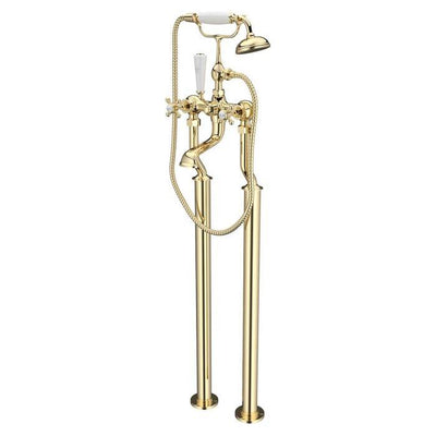 Winston Bath Shower Mixer Tap & 660mm Stand Pipes - English Gold