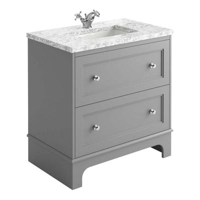 York 1000mm Vanity Unit in Light Grey with Marble Worktop & Ceramic Basin - Interiors Home Stores