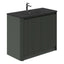 Jack 1000mm Ribbed Floorstanding Vanity Unit with Doors in Green with Black Basin N23