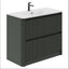 Jack 1000mm Ribbed Floorstanding Vanity Unit with Drawers in Green with Gloss White Ceramic Basin N24