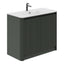 Jack 1000mm Ribbed Floorstanding Vanity Unit with Doors in Green with Gloss White Ceramic Basin N24