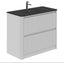 Jack 1000mm Ribbed Floorstanding Vanity Unit with Drawers in White with Black Basin N23