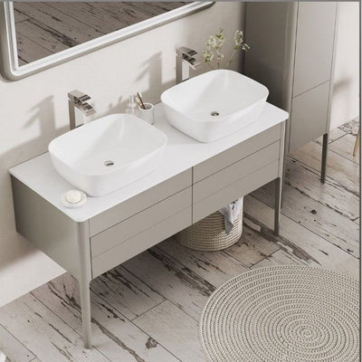 Sarah 1200mm Vanity Unit in French Grey inc worktop with 2 tap holes