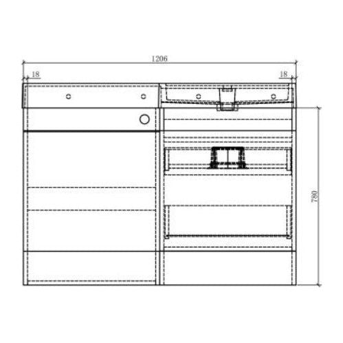 Alhambra 1200mm Vanity & WC Combination Unit in Natural Oak – Right Hand