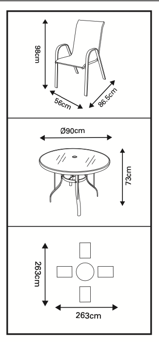 Pagoda Capri 4 Seat Dining Set