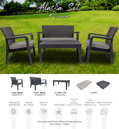 Professional Alaska Sofa Set Anthracite 4 Piece
