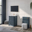 Jack 600mm Ribbed Floorstanding Vanity Unit with Drawers in Blue with Gloss White Ceramic Basin N24