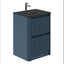 Jack 600mm Ribbed Floorstanding Vanity Unit with Drawers in Blue with Black Basin N23