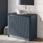 Jack 1000mm Ribbed Floorstanding Vanity Unit with Doors in Natural Oak with Black Worktop N24