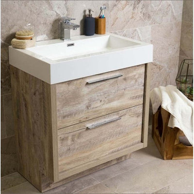 Hermoine 600mm Floor Standing Vanity Unit & Basin - Light Sawn Oak