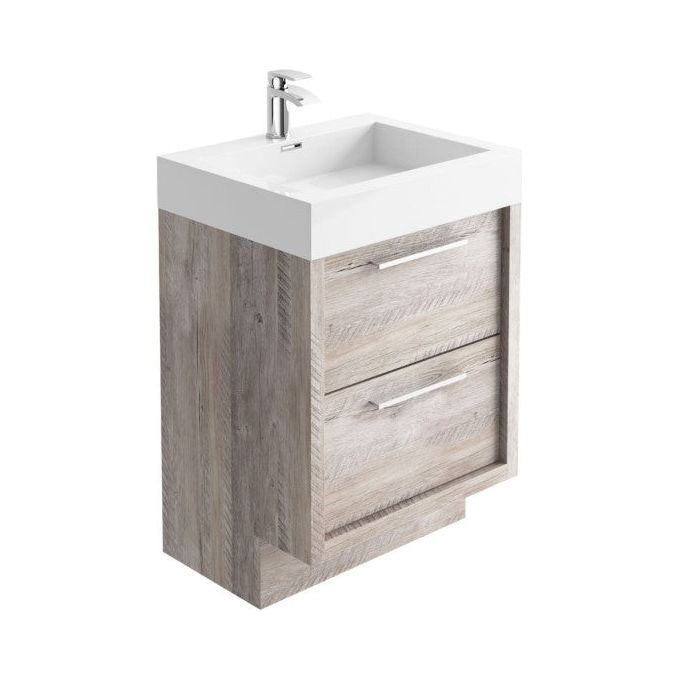 Hermoine 600mm Floor Standing Vanity Unit & Basin - Light Sawn Oak