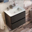 Nancy 600 Wall Mounted Vanity Unit & Opal Glass Basin in Titanium Grey Gloss