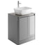Lucy 650mm Floor Standing Vanity Unit in Light Grey Gloss with Grey Marble Worktop