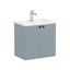 VitrA Root Groove 60cm 2 Drawer Slim Washbasin Unit - Matt Fjord Green & Basin