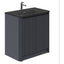 Jack 800mm Ribbed Floorstanding Vanity Unit with Doors in Charcoal with Black Worktop N23