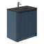 Jack 800mm Ribbed Floorstanding Vanity Unit with Doors in Blue with Black Basin N23