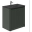 Jack 800mm Ribbed Floorstanding Vanity Unit with Doors in Green with Black Basin N23