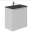 Jack 800mm Ribbed Floorstanding Vanity Unit with Doors in White with Black Basin N23