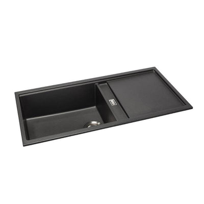 Abode Synchronist Large 1.25 Bowl Kitchen Sink with Drainer Black