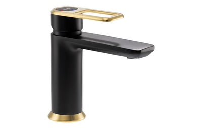 Abode Levarto Basin Mixer - Matt Black & Brass AB2780