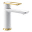 Abode Levarto Basin Mixer - Matt White & Brass AB2781