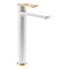 Abode Levarto Tall Basin Mixer - Matt White & Brass AB2786