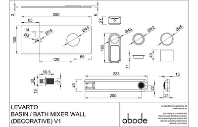 Abode Levarto Wall Mounted Basin/Bath Mixer - Matt Black AB2862