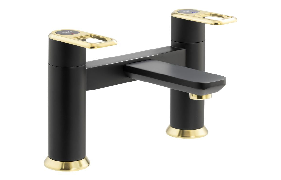 Abode Levarto Deck Mounted Bath Filler - Matt Black & Brass AB2795