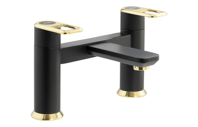 Abode Levarto Deck Mounted Bath Filler - Matt Black & Brass AB2795