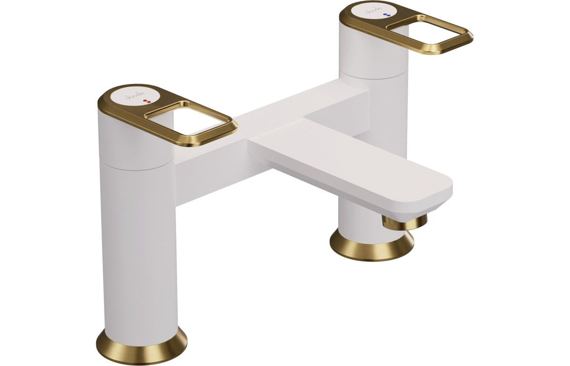 Abode Levarto Deck Mounted Bath Filler - Matt White & Brass AB2796