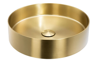 Abode Iox 375mm Round Steel Brass Basin