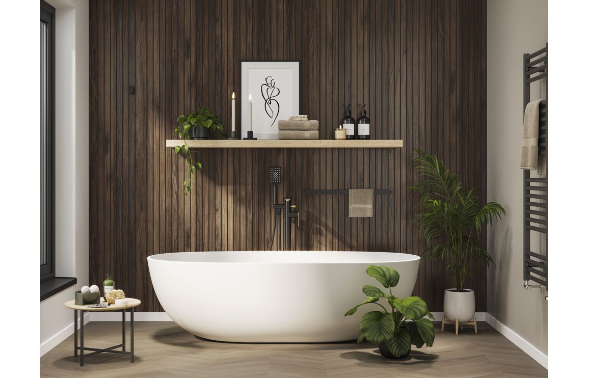 Abode Levarto Floor Standing Bath Shower Mixer - Matt Black & Brass AB2805