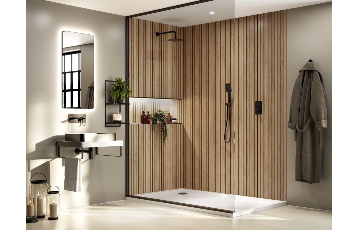 Abode Levarto Wall Mounted Basin/Bath Mixer - Matt Black & Brass AB2790