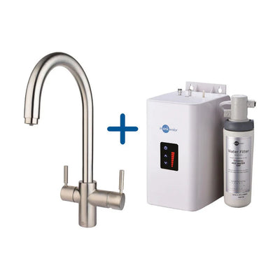 InSinkErator 3N1 J Shape Tap, Neo Tank & Filter Pack - Brushed Steel