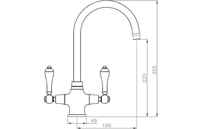 Abode Ludlow Monobloc Mixer Tap - Brushed Nickel AT1216