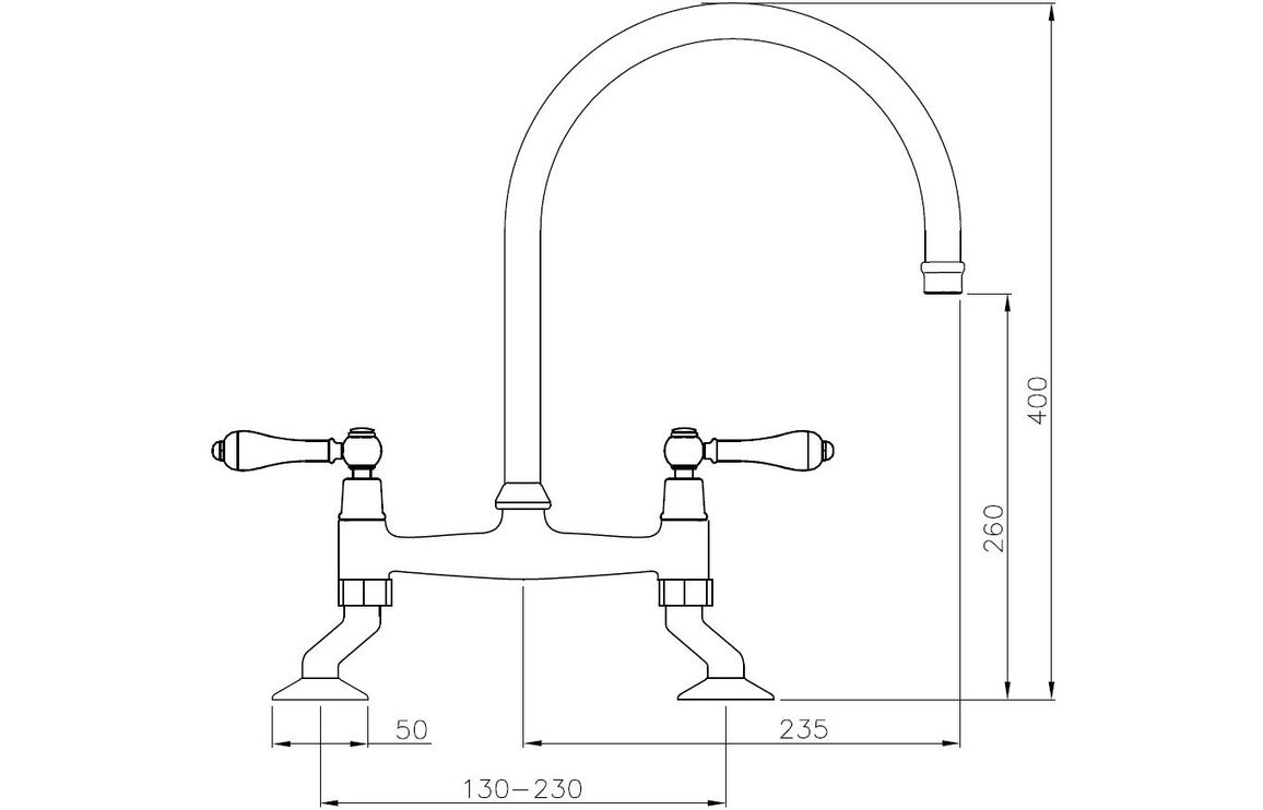 Abode Ludlow Bridge Mixer Tap - Brushed Nickel AT1217
