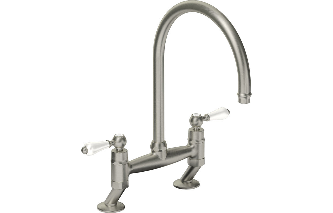 Abode Ludlow Bridge Mixer Tap - Brushed Nickel AT1217