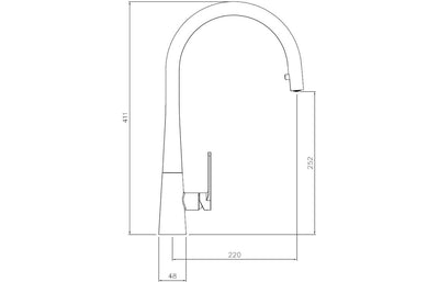 Abode Coniq R Single Lever Mixer Tap w/Pull Out - Matt Black AT2121